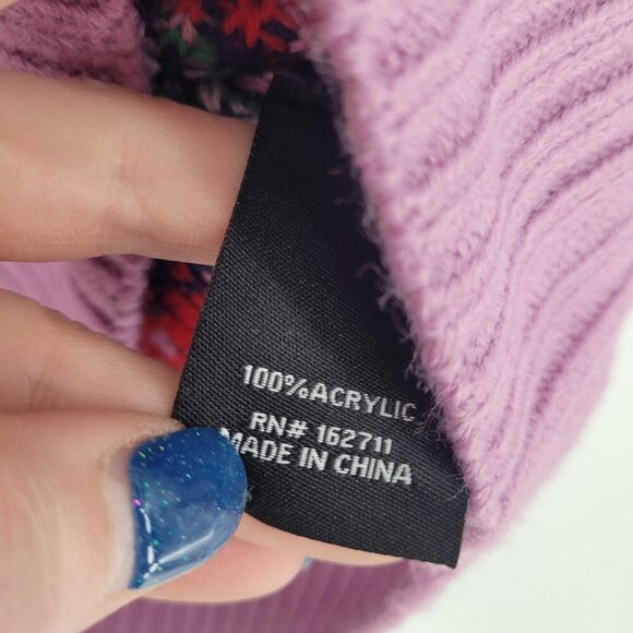 33 degrees womens Medium Pink red fair isle super soft cropped mock neck sweater - Picture 7 of 9